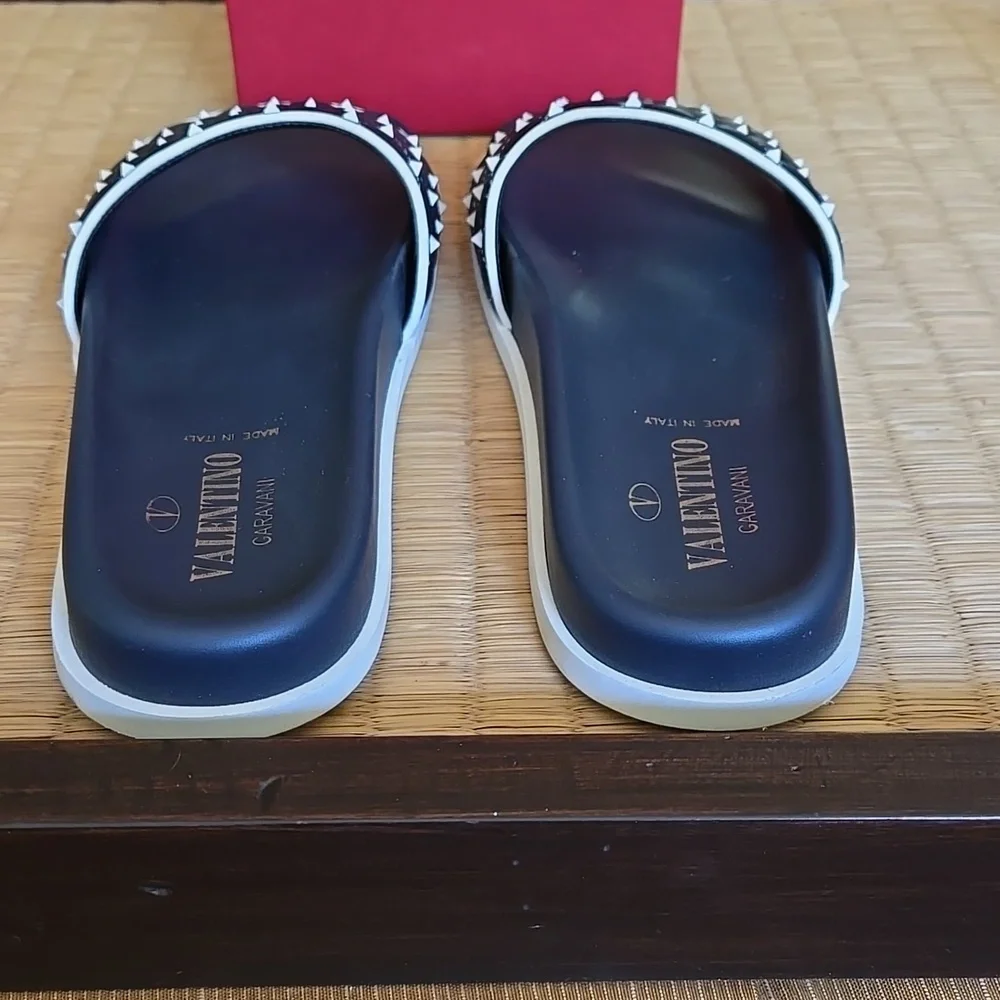 VALENTINO  Studded Leather Pool Slide Sandals - Picture 3 of 4